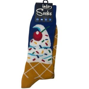 Into Socks Novelty Crew Socks - Ice Cream Cone & Sprinkles Design - NWT
